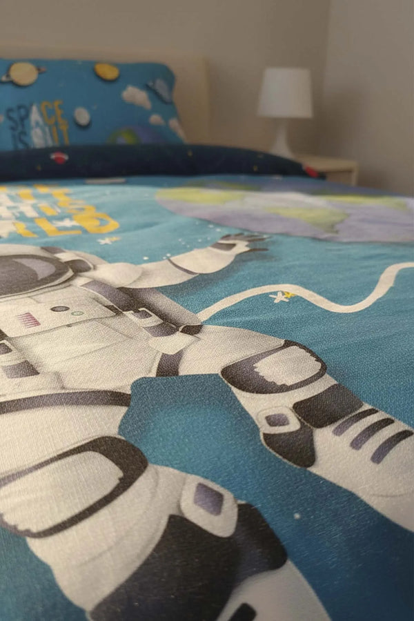 Bettwäsche-Set „Kleiner Astronaut“ aus 100 % Baumwolle für Kinder (Einzelbett)