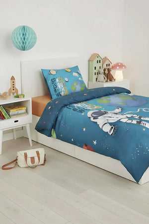Bettwäsche-Set „Kleiner Astronaut“ aus 100 % Baumwolle für Kinder (Einzelbett)