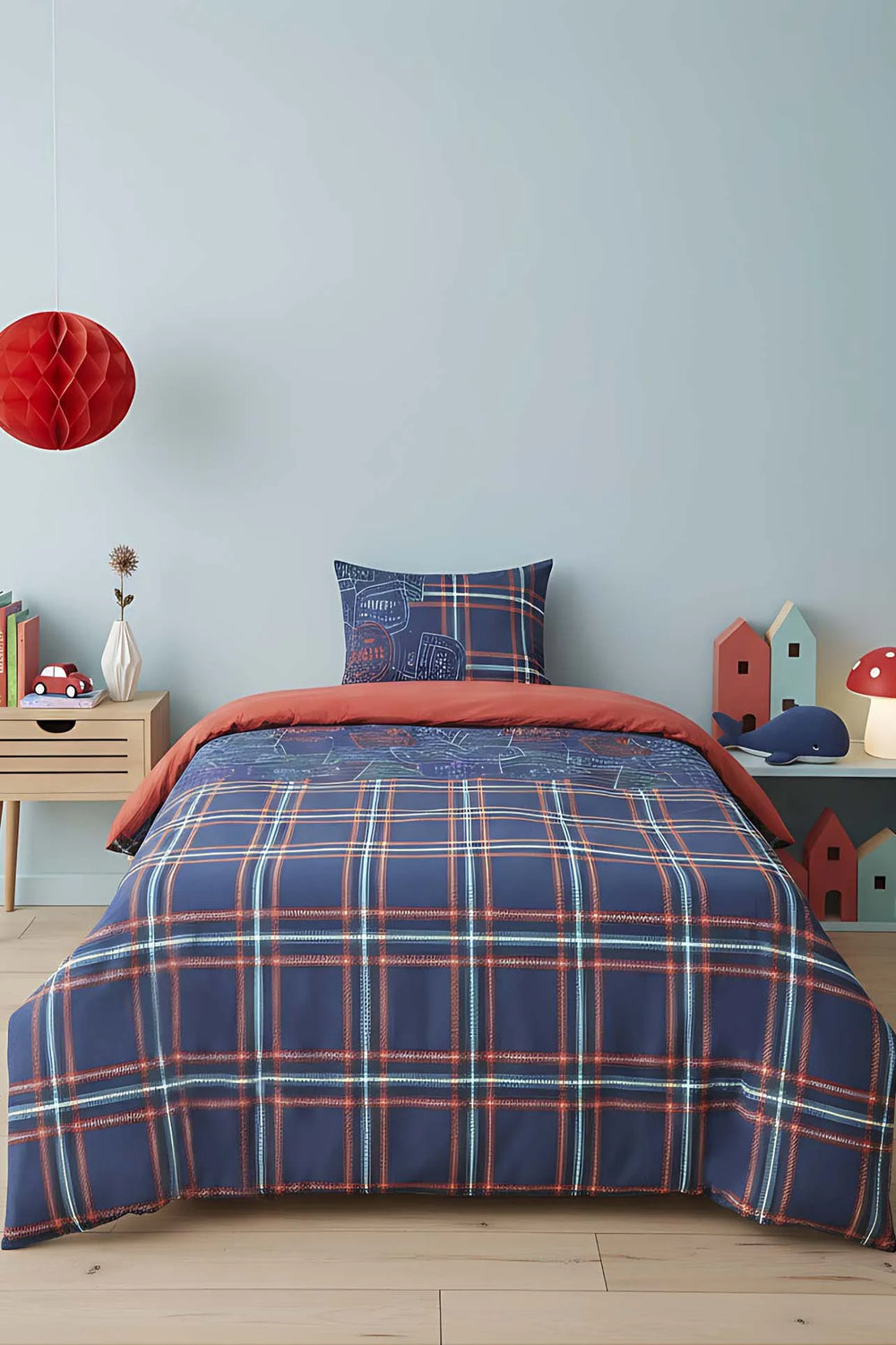 Pleds Zimtfarbenes Kinderbettwäsche-Set aus 100 % Baumwolle (Einzelbett)