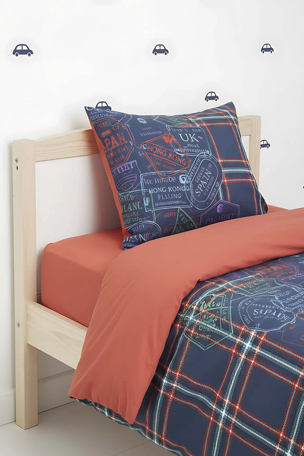 Pleds Zimtfarbenes Kinderbettwäsche-Set aus 100 % Baumwolle (Einzelbett)