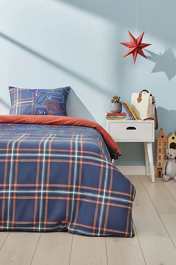 Pleds Zimtfarbenes Kinderbettwäsche-Set aus 100 % Baumwolle (Einzelbett)