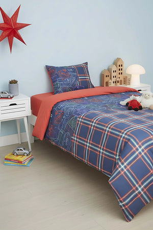 Pleds Zimtfarbenes Kinderbettwäsche-Set aus 100 % Baumwolle (Einzelbett)