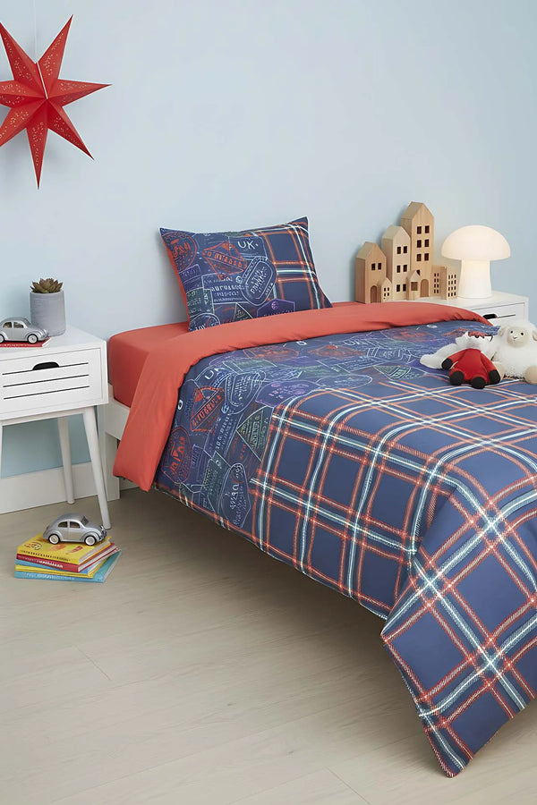 Pleds Zimtfarbenes Kinderbettwäsche-Set aus 100 % Baumwolle (Einzelbett)