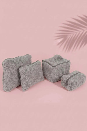 Graues Teddy 4-teiliges Make-up- und Accessoire-Taschenset