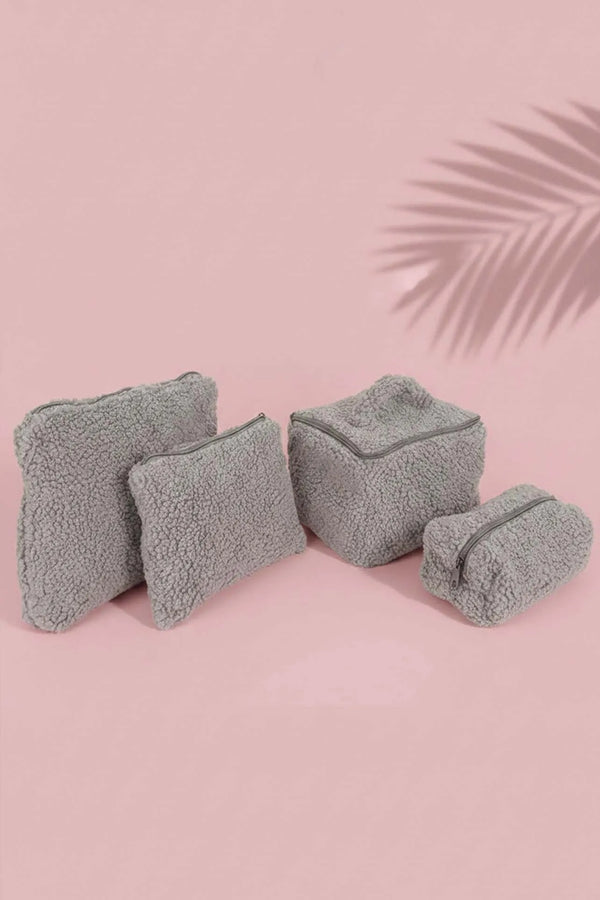 Graues Teddy 4-teiliges Make-up- und Accessoire-Taschenset