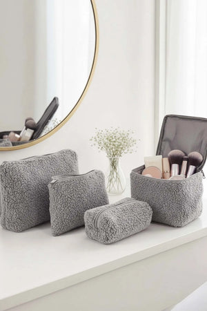Graues Teddy 4-teiliges Make-up- und Accessoire-Taschenset