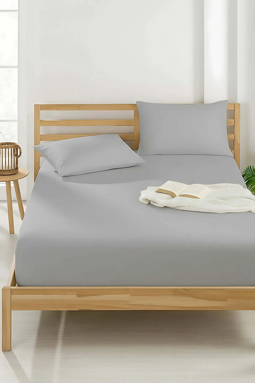 Graues Doppelbett-Baumwoll-Spannbettlaken