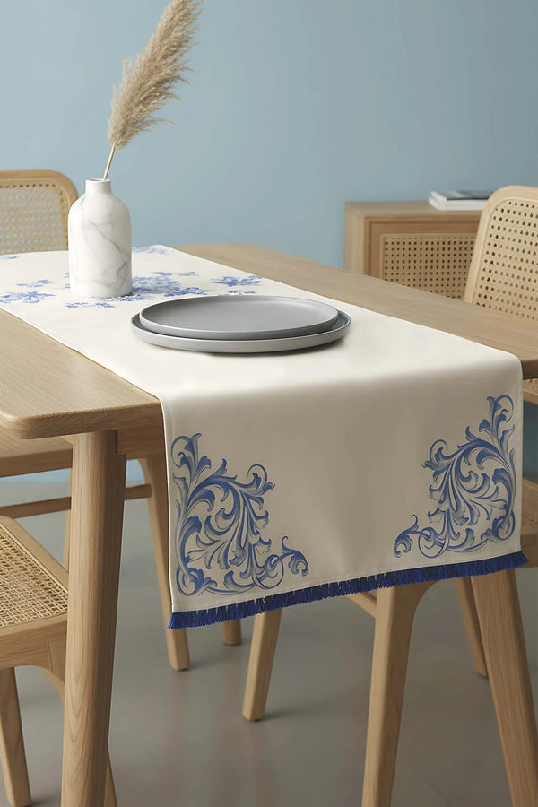 Läufer aus Leinen in Elysianblau, 45 x 140 cm