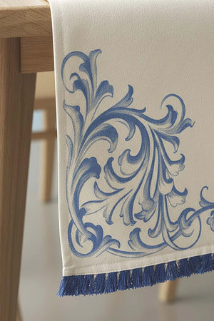 Läufer aus Leinen in Elysianblau, 45 x 140 cm