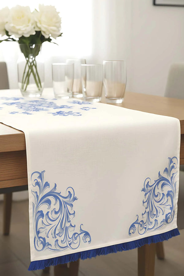 Läufer aus Leinen in Elysianblau, 45 x 140 cm
