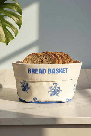 Brotkorb aus elysianischem, blauem Leinen