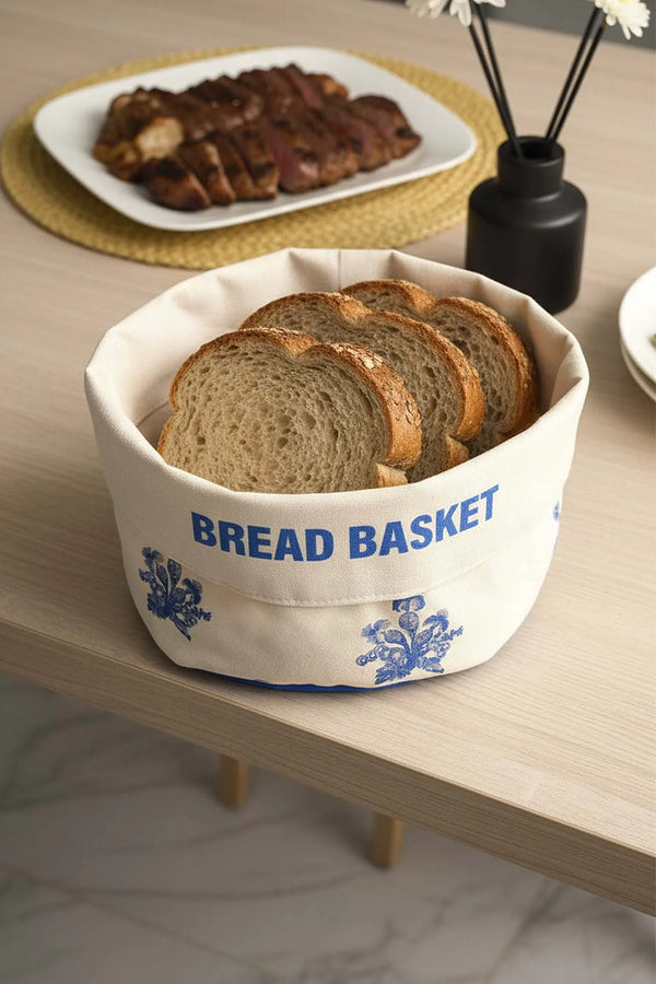 Brotkorb aus elysianischem, blauem Leinen