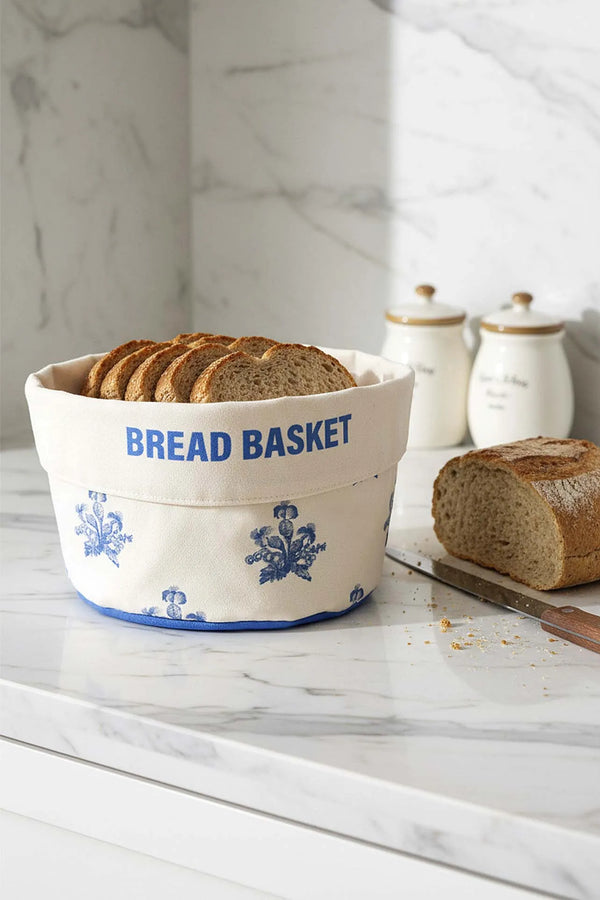 Brotkorb aus elysianischem, blauem Leinen