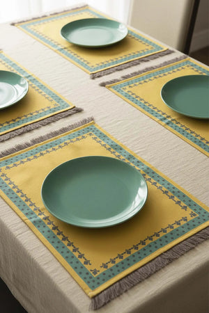 Safran Luxe Quasten-Platzset, 6-teilig