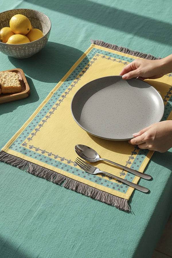 Safran Luxe Quasten-Platzset, 6-teilig