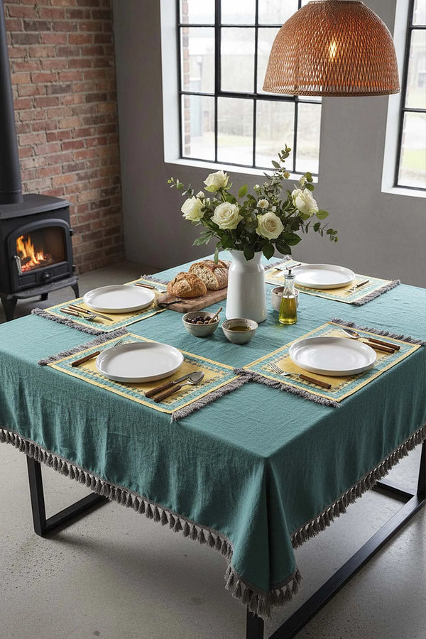 Safran Luxe Quasten-Platzset, 6-teilig