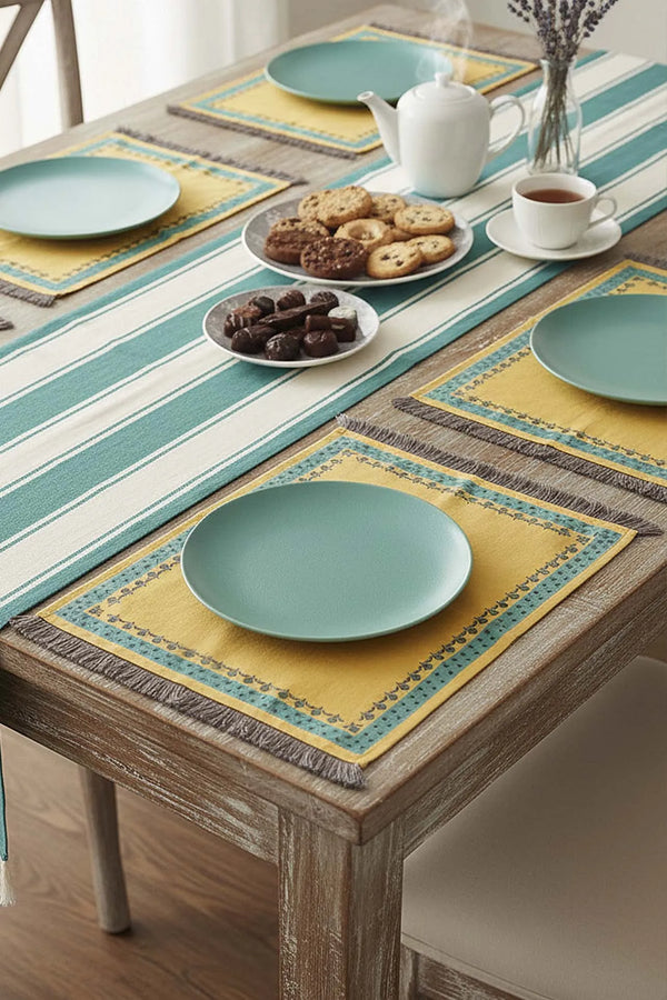 Safran Luxe Quasten-Platzset, 6-teilig
