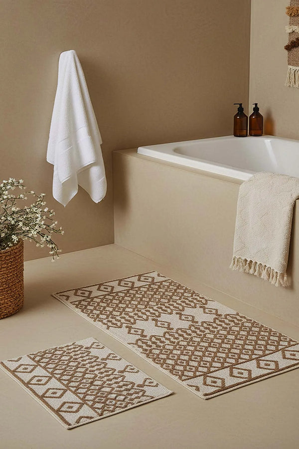 2-teiliges Bad- und WC-Matten-Set mit Ethno-Muster