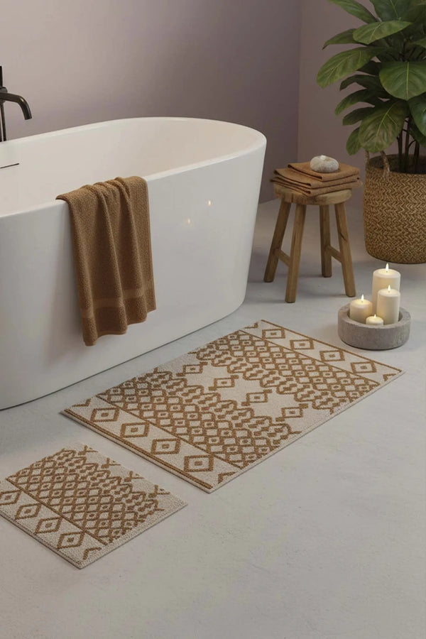 2-teiliges Bad- und WC-Matten-Set mit Ethno-Muster