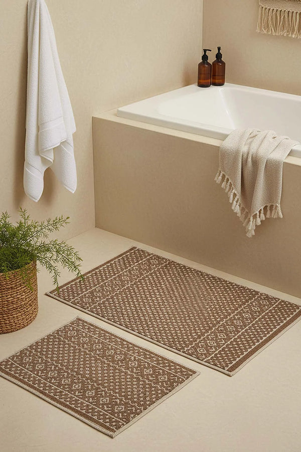 skandinavisches Muster, 2-teiliges Bad- und WC-Matten-Set