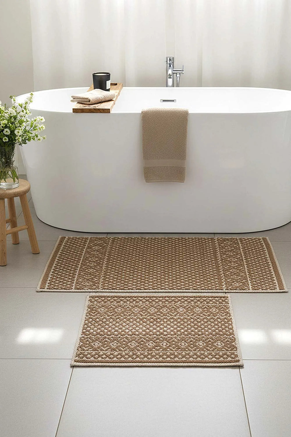skandinavisches Muster, 2-teiliges Bad- und WC-Matten-Set