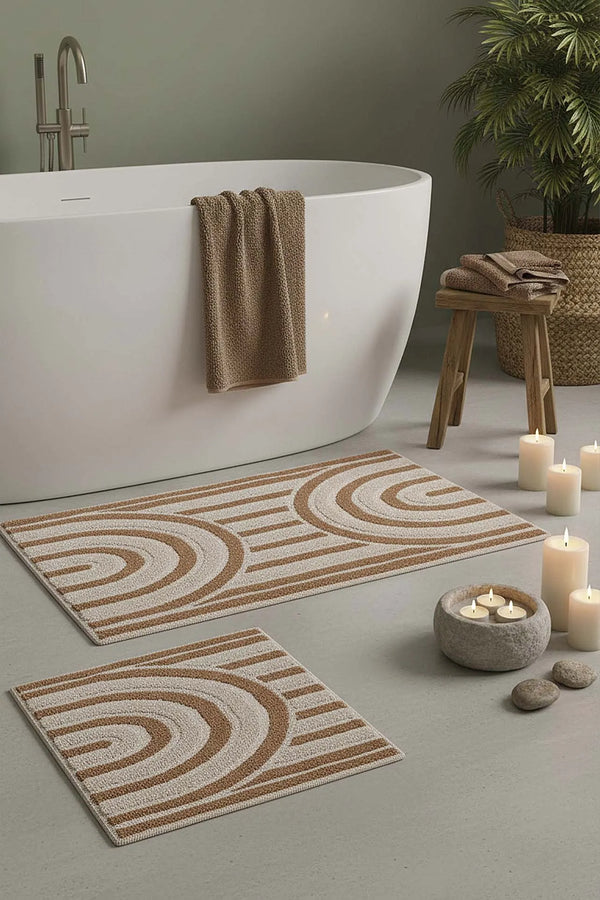 2-teiliges Bad- und WC-Matten-Set im Bohème-Stil