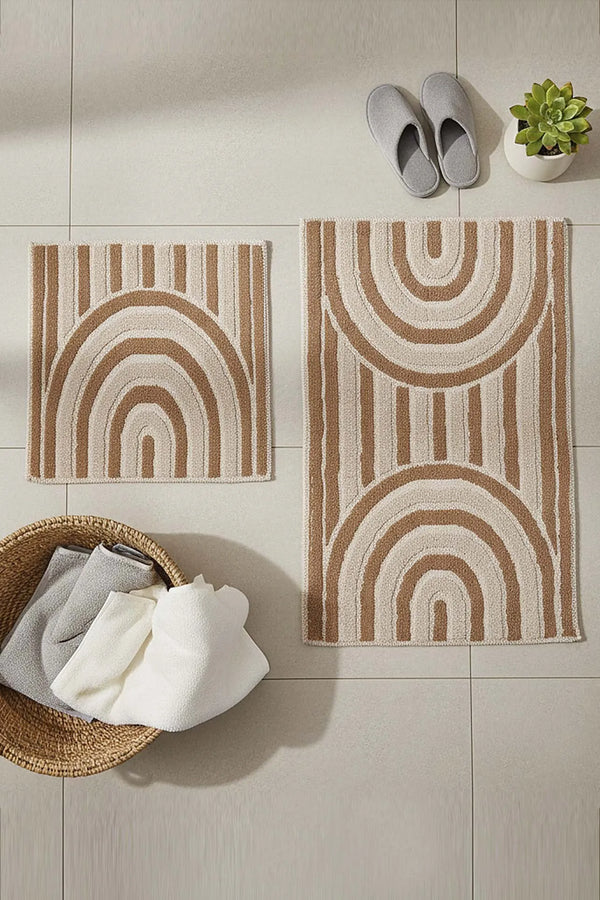 2-teiliges Bad- und WC-Matten-Set im Bohème-Stil