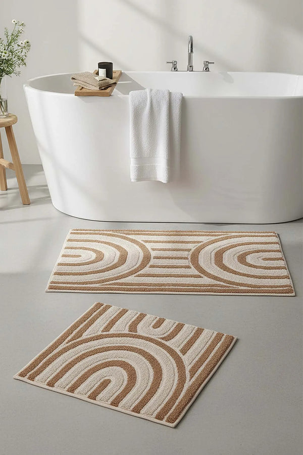 2-teiliges Bad- und WC-Matten-Set im Bohème-Stil
