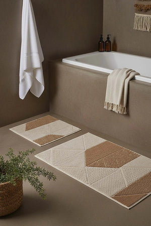 Terra Geometric 2-teiliges Bad- und WC-Matten-Set