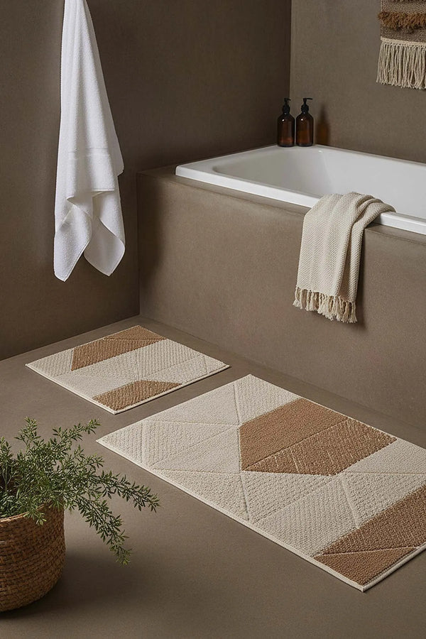 Terra Geometric 2-teiliges Bad- und WC-Matten-Set