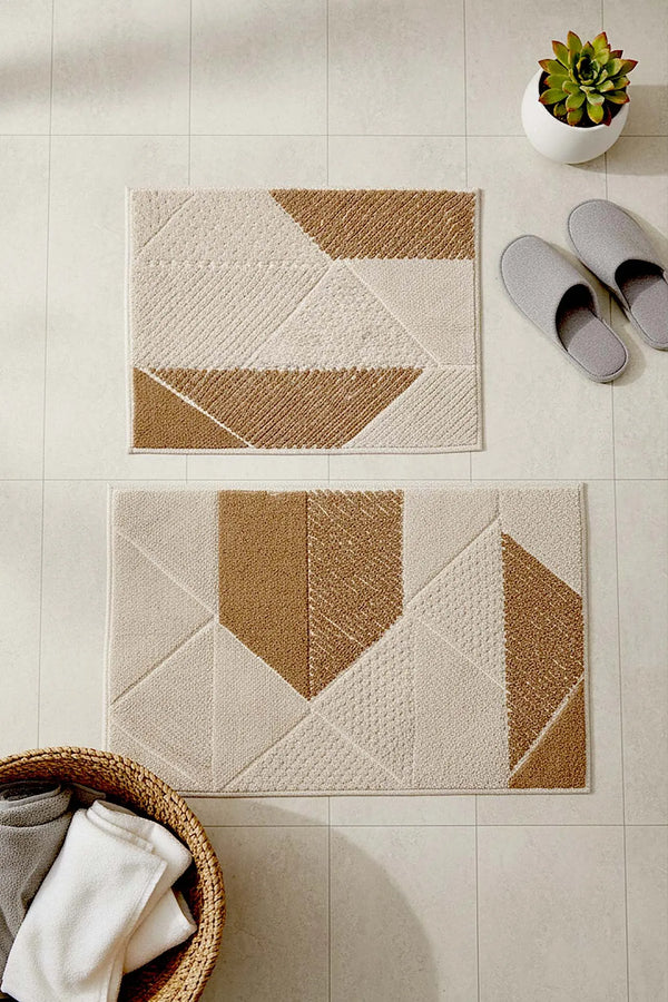 Terra Geometric 2-teiliges Bad- und WC-Matten-Set