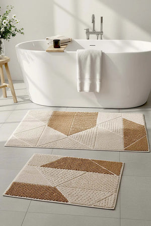 Terra Geometric 2-teiliges Bad- und WC-Matten-Set