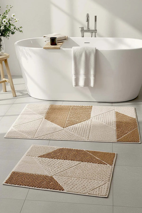 Terra Geometric 2-teiliges Bad- und WC-Matten-Set