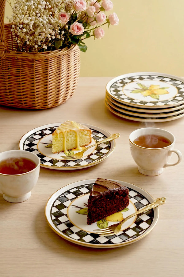 Linda Zitronenmuster, 6er-Set Kuchenplatten