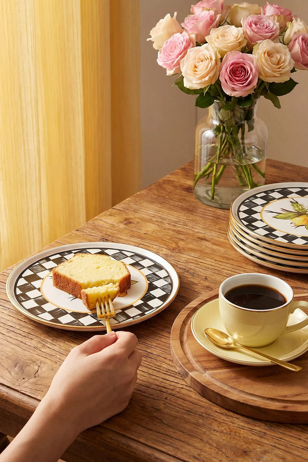 Linda Zitronenmuster, 6er-Set Kuchenplatten