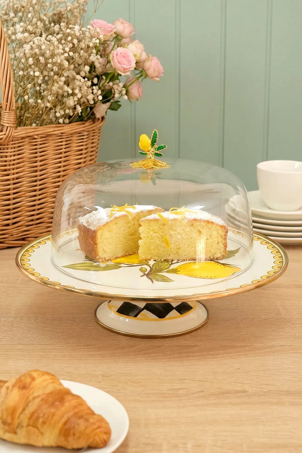 Linda Zitronenmuster Emaille-Kuchenkuppel