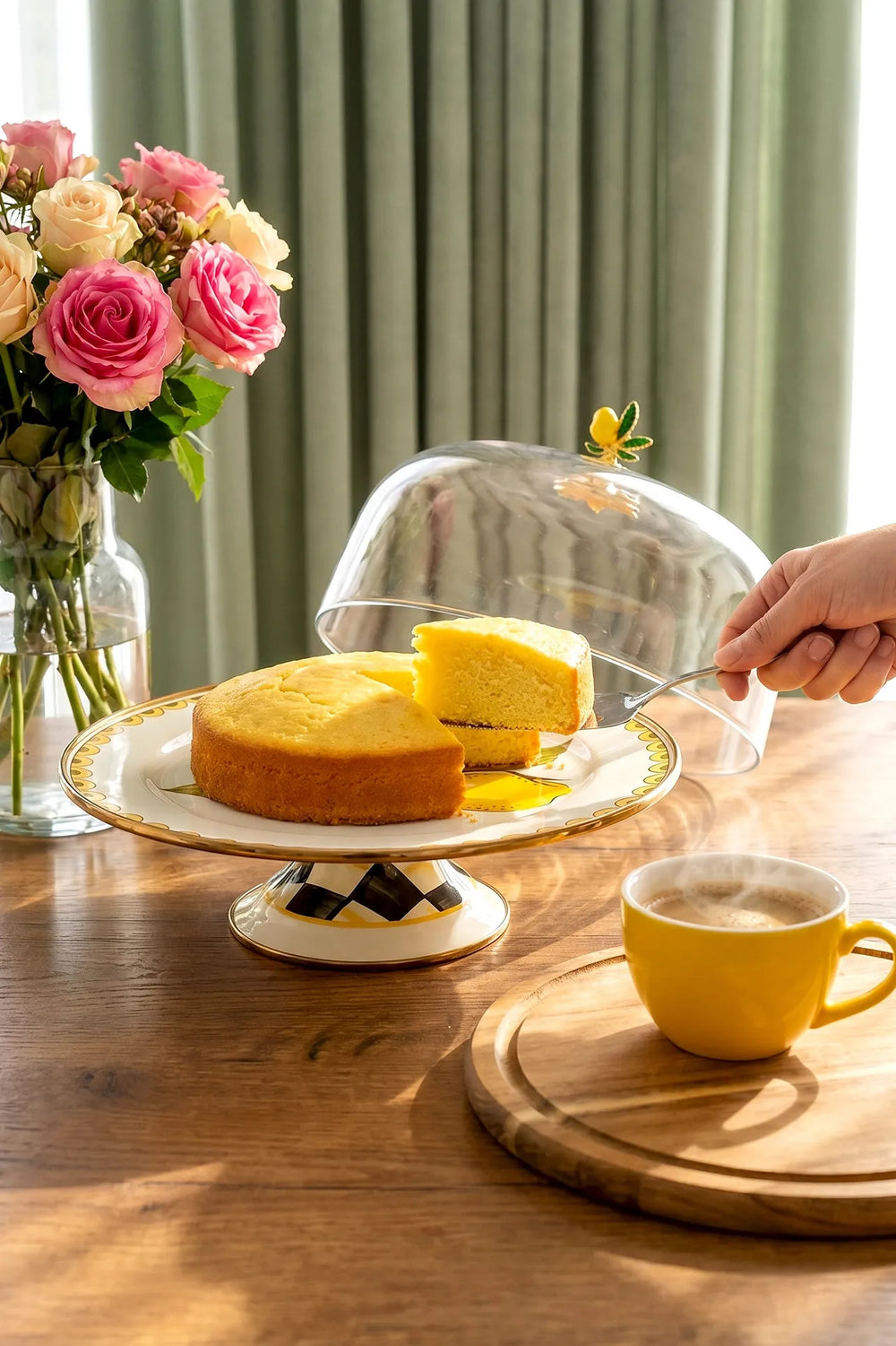 Linda Zitronenmuster Emaille-Kuchenkuppel