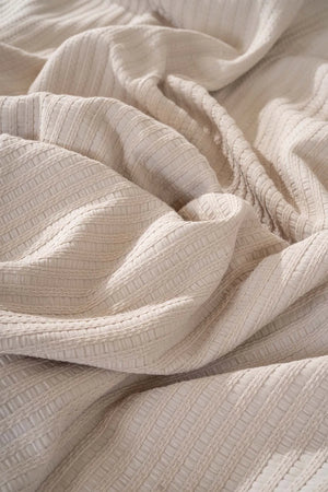 Marta Beige Doppelbettwäsche-Set aus 100 % Baumwoll-Jacquard, 3-teiliges Nachtwäsche-Set