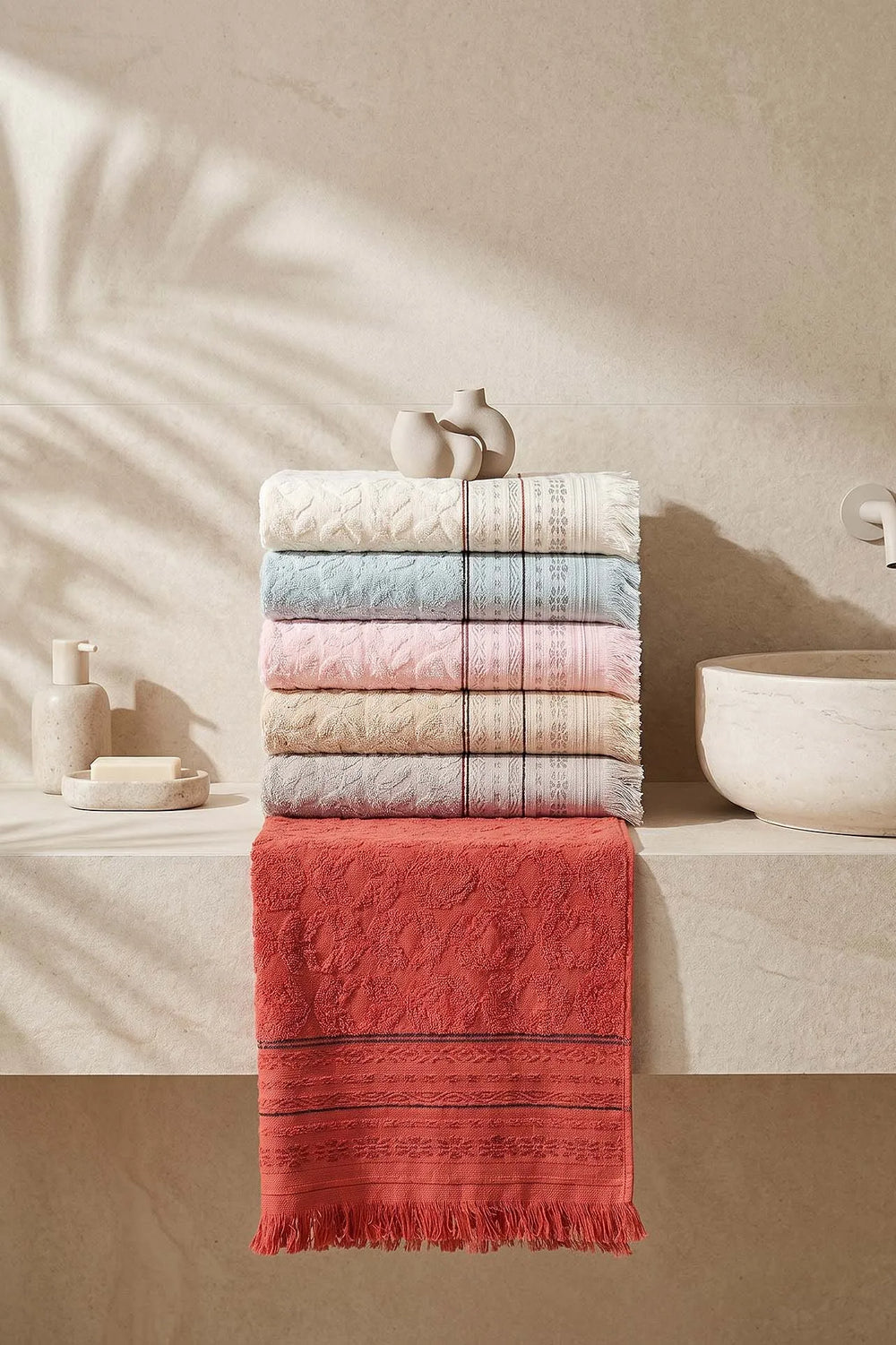 Misya 6-teiliges Handtuchset aus 100 % Baumwolle, 50 x 80 cm