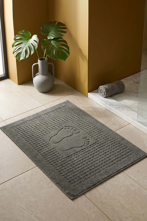 Zivra Anthrazitfarbenes Fußhandtuch aus 100 % Baumwolle – 50 x 70 cm