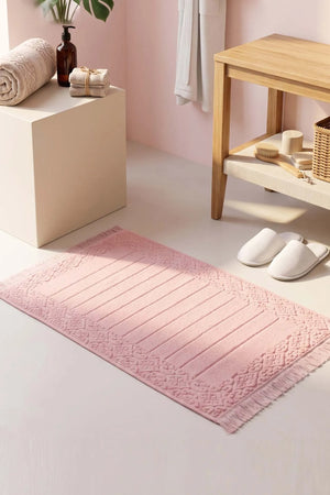 Aflora Fußhandtuch in Puderrosa aus 100 % Baumwolle – 60 x 130 cm
