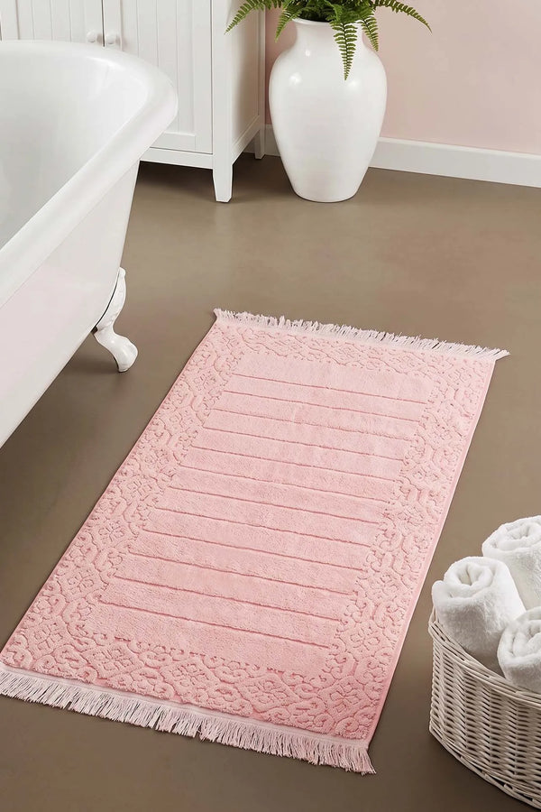 Aflora Fußhandtuch in Puderrosa aus 100 % Baumwolle – 60 x 130 cm