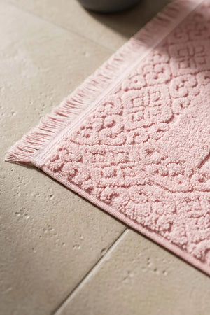 Aflora Fußhandtuch in Puderrosa aus 100 % Baumwolle – 60 x 130 cm