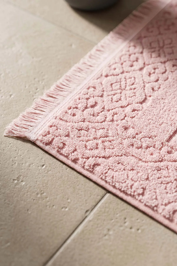 Aflora Fußhandtuch in Puderrosa aus 100 % Baumwolle – 60 x 130 cm