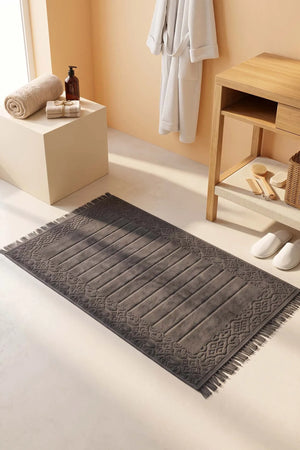 Aflora Anthrazitfarbenes Fußhandtuch aus 100 % Baumwolle – 60 x 130 cm