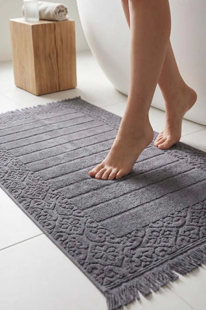Aflora Anthrazitfarbenes Fußhandtuch aus 100 % Baumwolle – 60 x 130 cm