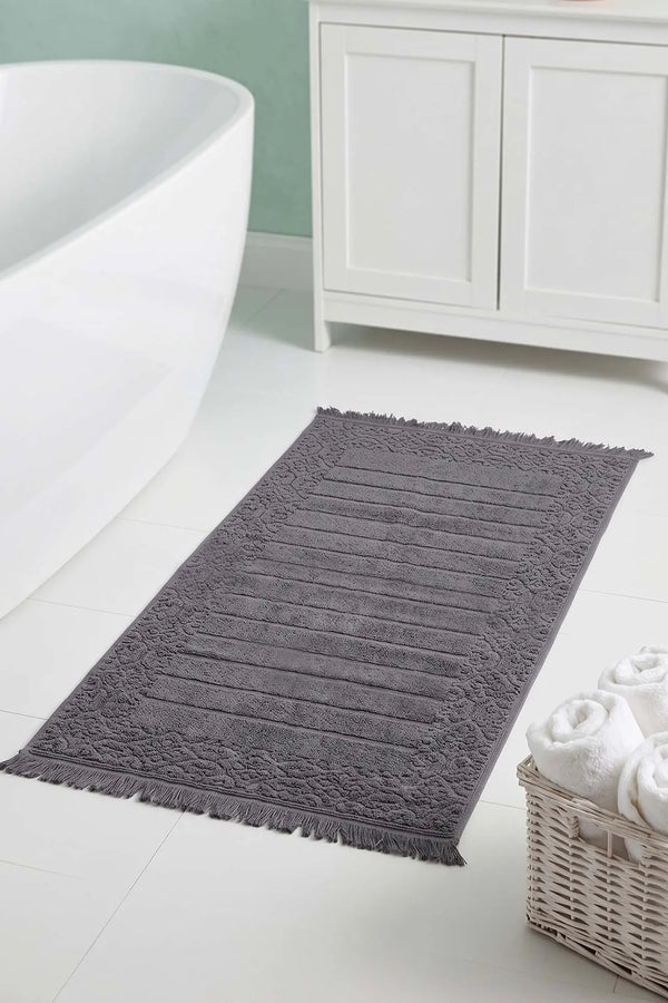 Aflora Anthrazitfarbenes Fußhandtuch aus 100 % Baumwolle – 60 x 130 cm