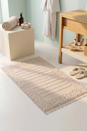Aflora Beige 100% Baumwoll-Fußhandtuch - 60x130 cm