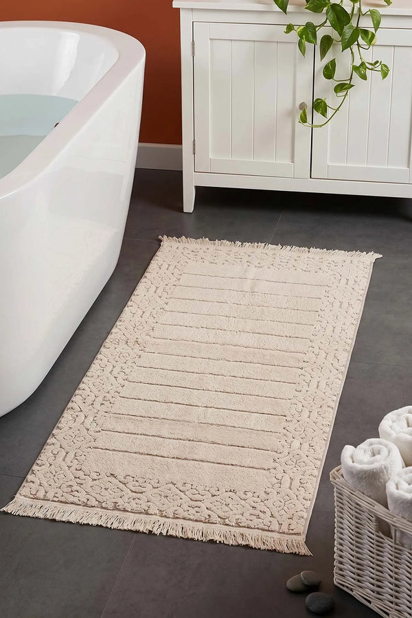 Aflora Beige 100% Baumwoll-Fußhandtuch - 60x130 cm
