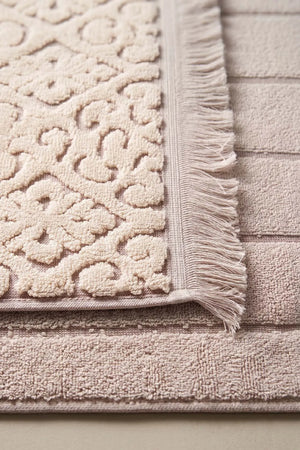 Aflora Beige 100% Baumwoll-Fußhandtuch - 60x130 cm